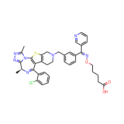 Cc1nnc2n1-c1sc3c(c1C(c1ccccc1Cl)=N[C@H]2C)CCN(Cc1cccc(/C(=N\OCCCCC(=O)O)c2cccnc2)c1)C3 ZINC000027862273