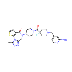 Cc1nnc2n1-c1sccc1C(=O)N(C1CCN(C(=O)C3(F)CCN(Cc4ccnc(N)c4)CC3)CC1)C2 ZINC000096285178