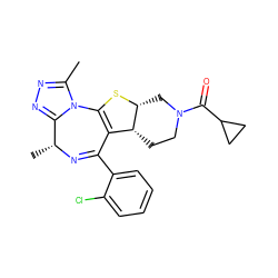 Cc1nnc2n1C1=C(C(c3ccccc3Cl)=N[C@@H]2C)[C@H]2CCN(C(=O)C3CC3)C[C@H]2S1 ZINC000026151796