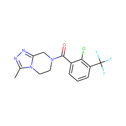 Cc1nnc2n1CCN(C(=O)c1cccc(C(F)(F)F)c1Cl)C2 ZINC000095565737