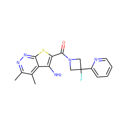 Cc1nnc2sc(C(=O)N3CC(F)(c4ccccn4)C3)c(N)c2c1C ZINC000221819192