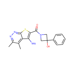 Cc1nnc2sc(C(=O)N3CC(O)(c4ccccc4)C3)c(N)c2c1C ZINC000220923841