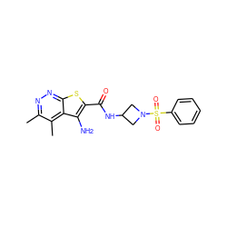 Cc1nnc2sc(C(=O)NC3CN(S(=O)(=O)c4ccccc4)C3)c(N)c2c1C ZINC000221823027