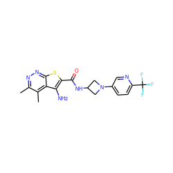 Cc1nnc2sc(C(=O)NC3CN(c4ccc(C(F)(F)F)nc4)C3)c(N)c2c1C ZINC001772655059