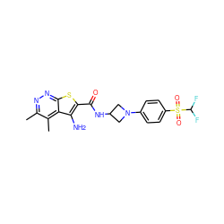 Cc1nnc2sc(C(=O)NC3CN(c4ccc(S(=O)(=O)C(F)F)cc4)C3)c(N)c2c1C ZINC001772627848