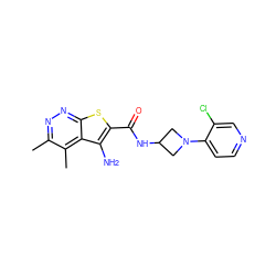 Cc1nnc2sc(C(=O)NC3CN(c4ccncc4Cl)C3)c(N)c2c1C ZINC001772640709