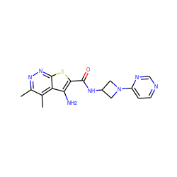 Cc1nnc2sc(C(=O)NC3CN(c4ccncn4)C3)c(N)c2c1C ZINC001772650888