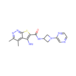 Cc1nnc2sc(C(=O)NC3CN(c4cnccn4)C3)c(N)c2c1C ZINC001772639559