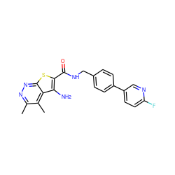 Cc1nnc2sc(C(=O)NCc3ccc(-c4ccc(F)nc4)cc3)c(N)c2c1C ZINC000221839857