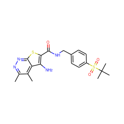 Cc1nnc2sc(C(=O)NCc3ccc(S(=O)(=O)C(C)(C)C)cc3)c(N)c2c1C ZINC000221819030