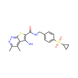 Cc1nnc2sc(C(=O)NCc3ccc(S(=O)(=O)C4CC4)cc3)c(N)c2c1C ZINC000221812160