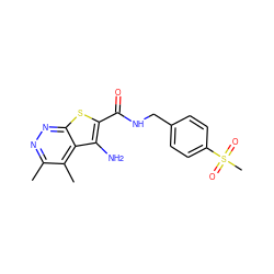 Cc1nnc2sc(C(=O)NCc3ccc(S(C)(=O)=O)cc3)c(N)c2c1C ZINC000221822323