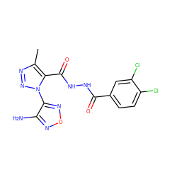 Cc1nnn(-c2nonc2N)c1C(=O)NNC(=O)c1ccc(Cl)c(Cl)c1 ZINC000003668325