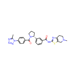 Cc1nnnn1-c1ccc(C(=O)N2CCC[C@@H]2c2cccc(C(=O)Nc3nc4c(s3)CN(C)CC4)c2)cc1 ZINC000199994550