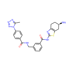 Cc1nnnn1-c1ccc(C(=O)NCc2cccc(C(=O)Nc3nc4c(s3)C[C@H](N)CC4)c2)cc1 ZINC000167953919