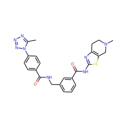 Cc1nnnn1-c1ccc(C(=O)NCc2cccc(C(=O)Nc3nc4c(s3)CN(C)CC4)c2)cc1 ZINC000167950667