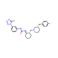 Cc1nnnn1-c1cccc(NC(=O)N[C@@H]2CCCC[C@H]2CN2CCC[C@@H](Cc3ccc(F)cc3)C2)c1 ZINC000013613361