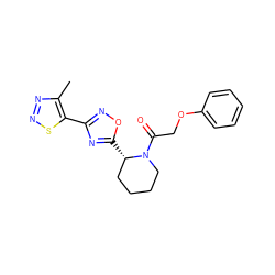 Cc1nnsc1-c1noc([C@H]2CCCCN2C(=O)COc2ccccc2)n1 ZINC000144015134