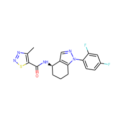 Cc1nnsc1C(=O)N[C@@H]1CCCc2c1cnn2-c1ccc(F)cc1F ZINC000012387530