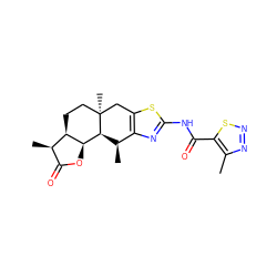 Cc1nnsc1C(=O)Nc1nc2c(s1)C[C@]1(C)CC[C@@H]3[C@H](C)C(=O)O[C@@H]3[C@@H]1[C@@H]2C ZINC000036222922