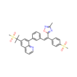 Cc1noc(/C(=C\c2cccc(-c3cc(C(C)(C)S(C)(=O)=O)cc4cccnc34)c2)c2ccc(S(C)(=O)=O)cc2)n1 ZINC000028529662