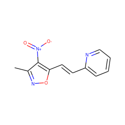 Cc1noc(/C=C/c2ccccn2)c1[N+](=O)[O-] ZINC000004385327