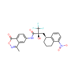 Cc1noc(=O)c2ccc(NC(=O)[C@@](O)(C[C@@H]3CCCc4c3cccc4[N+](=O)[O-])C(F)(F)F)cc12 ZINC000101395440