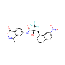 Cc1noc(=O)c2ccc(NC(=O)[C@@](O)(C[C@@H]3CCCc4ccc([N+](=O)[O-])cc43)C(F)(F)F)cc12 ZINC000101046676