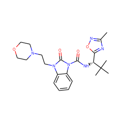 Cc1noc([C@@H](NC(=O)n2c(=O)n(CCN3CCOCC3)c3ccccc32)C(C)(C)C)n1 ZINC000040954017