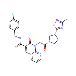 Cc1noc([C@@H]2CCN(C(=O)Cn3c(=O)c(C(=O)NCc4ccc(Cl)cc4)cc4cccnc43)C2)n1 ZINC001772646441