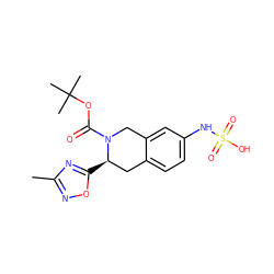 Cc1noc([C@@H]2Cc3ccc(NS(=O)(=O)O)cc3CN2C(=O)OC(C)(C)C)n1 ZINC000014952715