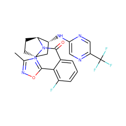 Cc1noc(-c2c(F)cccc2C(=O)N2[C@H]3CC[C@H]2[C@H](Nc2cnc(C(F)(F)F)cn2)C3)n1 ZINC000221054951