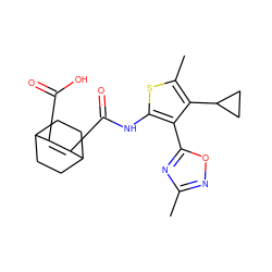 Cc1noc(-c2c(NC(=O)C3=C(C(=O)O)C4CCC3CC4)sc(C)c2C2CC2)n1 ZINC000147057398