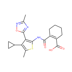 Cc1noc(-c2c(NC(=O)C3=C(C(=O)O)CCCC3)sc(C)c2C2CC2)n1 ZINC000147027990