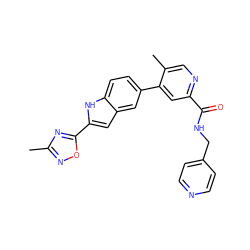 Cc1noc(-c2cc3cc(-c4cc(C(=O)NCc5ccncc5)ncc4C)ccc3[nH]2)n1 ZINC000115832481