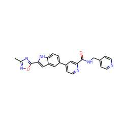 Cc1noc(-c2cc3cc(-c4ccnc(C(=O)NCc5ccncc5)c4)ccc3[nH]2)n1 ZINC000115834057