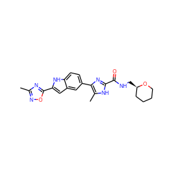 Cc1noc(-c2cc3cc(-c4nc(C(=O)NC[C@@H]5CCCCO5)[nH]c4C)ccc3[nH]2)n1 ZINC000115833849