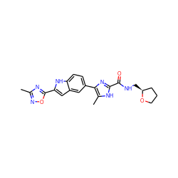 Cc1noc(-c2cc3cc(-c4nc(C(=O)NC[C@H]5CCCO5)[nH]c4C)ccc3[nH]2)n1 ZINC000115831319