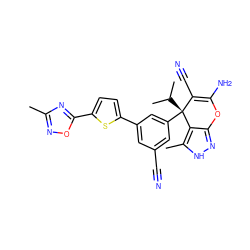 Cc1noc(-c2ccc(-c3cc(C#N)cc([C@]4(C(C)C)C(C#N)=C(N)Oc5n[nH]c(C)c54)c3)s2)n1 ZINC001772630345