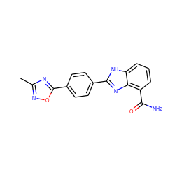 Cc1noc(-c2ccc(-c3nc4c(C(N)=O)cccc4[nH]3)cc2)n1 ZINC000045302126