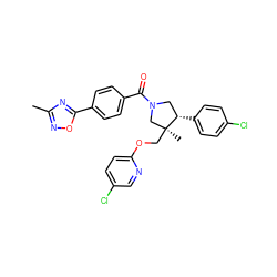 Cc1noc(-c2ccc(C(=O)N3C[C@H](c4ccc(Cl)cc4)[C@@](C)(COc4ccc(Cl)cn4)C3)cc2)n1 ZINC000096170433