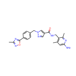 Cc1noc(-c2ccc(Cn3cc(C(=O)NCc4c(C)cc(N)nc4C)cn3)cc2)n1 ZINC000114079172