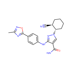 Cc1noc(-c2ccc(Nc3nn([C@H]4CCCC[C@@H]4C#N)cc3C(N)=O)cc2)n1 ZINC000205062838