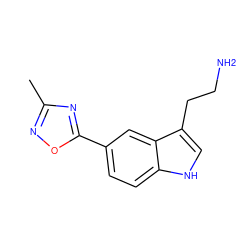 Cc1noc(-c2ccc3[nH]cc(CCN)c3c2)n1 ZINC000000014692