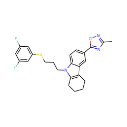 Cc1noc(-c2ccc3c(c2)c2c(n3CCCSc3cc(F)cc(F)c3)CCCC2)n1 ZINC000095578575