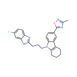 Cc1noc(-c2ccc3c(c2)c2c(n3CCCc3nc4ccc(F)cc4[nH]3)CCCC2)n1 ZINC000095578801