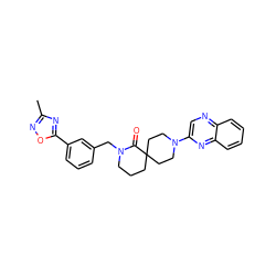 Cc1noc(-c2cccc(CN3CCCC4(CCN(c5cnc6ccccc6n5)CC4)C3=O)c2)n1 ZINC000096173142