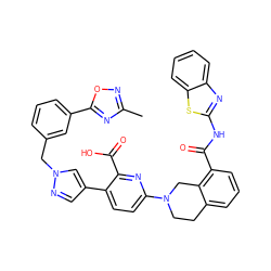 Cc1noc(-c2cccc(Cn3cc(-c4ccc(N5CCc6cccc(C(=O)Nc7nc8ccccc8s7)c6C5)nc4C(=O)O)cn3)c2)n1 ZINC000205410587