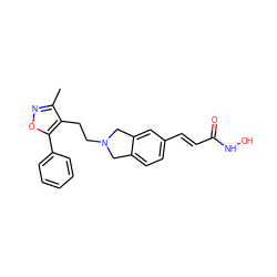 Cc1noc(-c2ccccc2)c1CCN1Cc2ccc(/C=C/C(=O)NO)cc2C1 ZINC000072176977