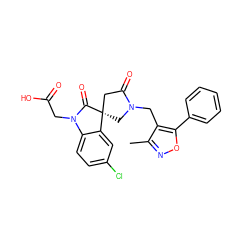 Cc1noc(-c2ccccc2)c1CN1C[C@@]2(CC1=O)C(=O)N(CC(=O)O)c1ccc(Cl)cc12 ZINC000014976807